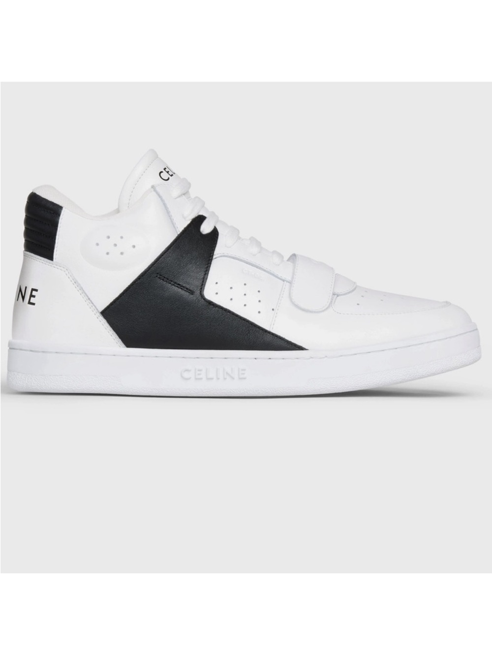 Celine White and Black High-Top Leather Sneakers